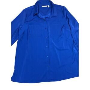 Susan Graver Royal Blue Button Front Blouse Size 18W
